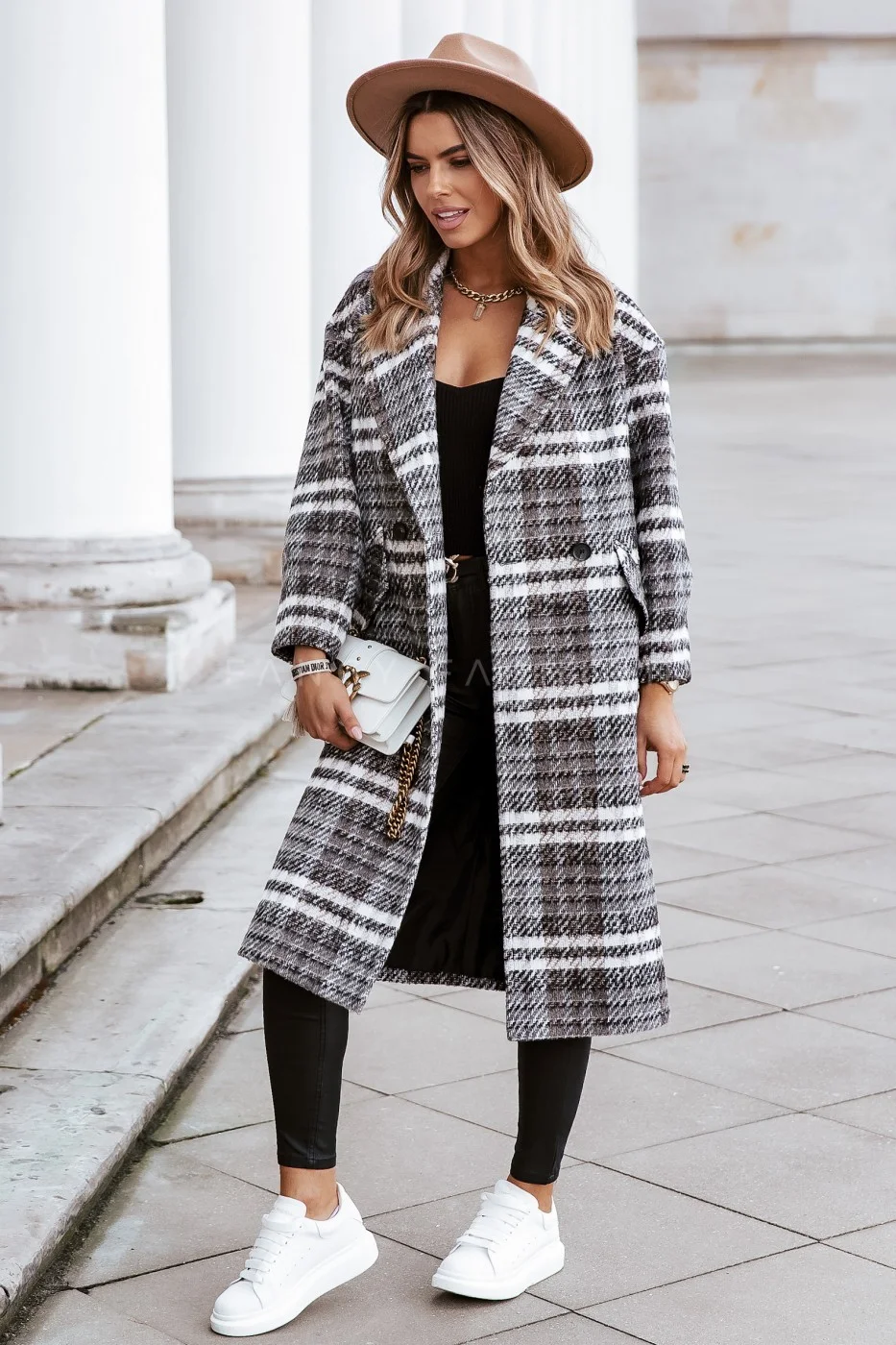 Long Blazer Plaid Shacket Coat