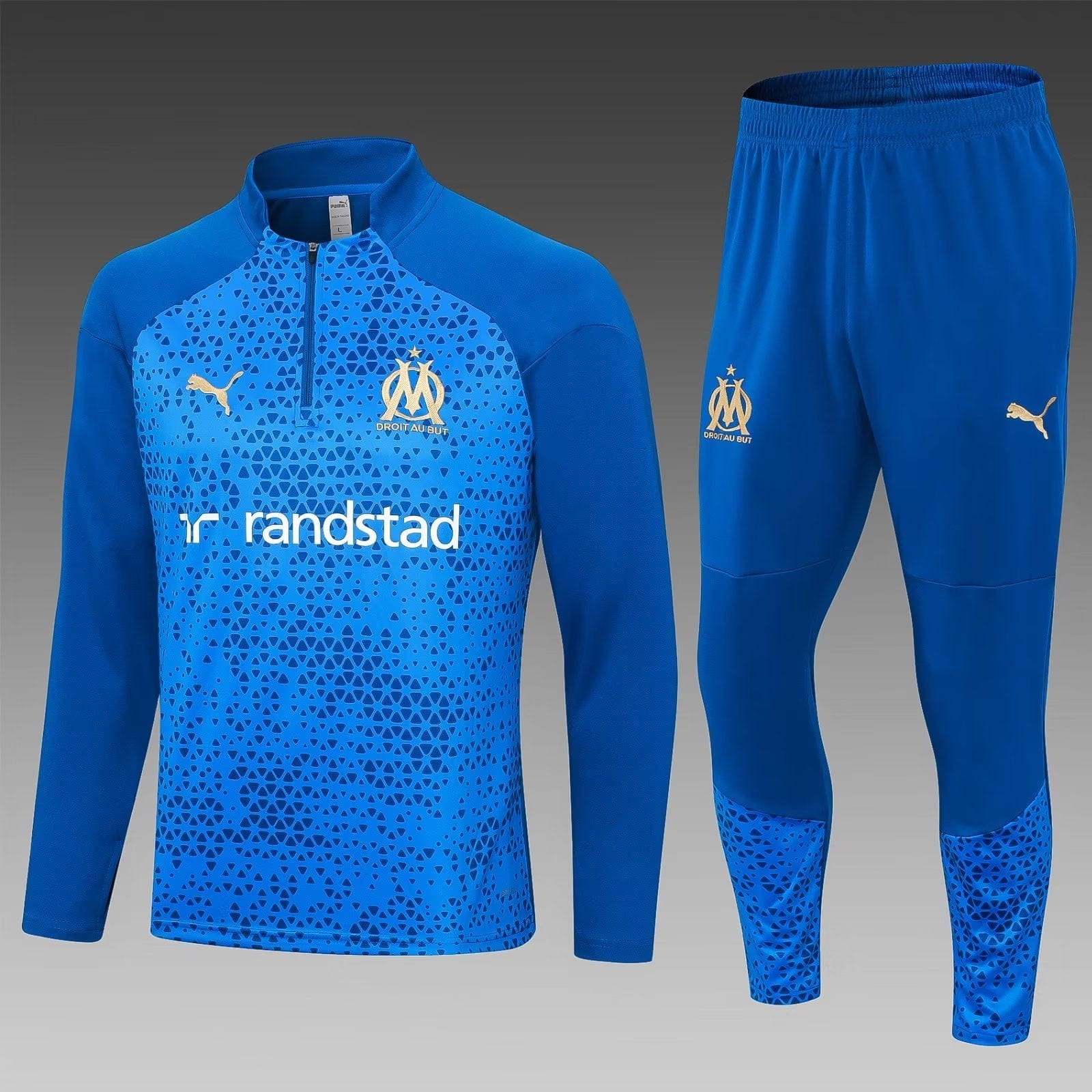 2023/2024 Olympique de Marseille Half-Pull Training Suit Blue Football Jersey mysite