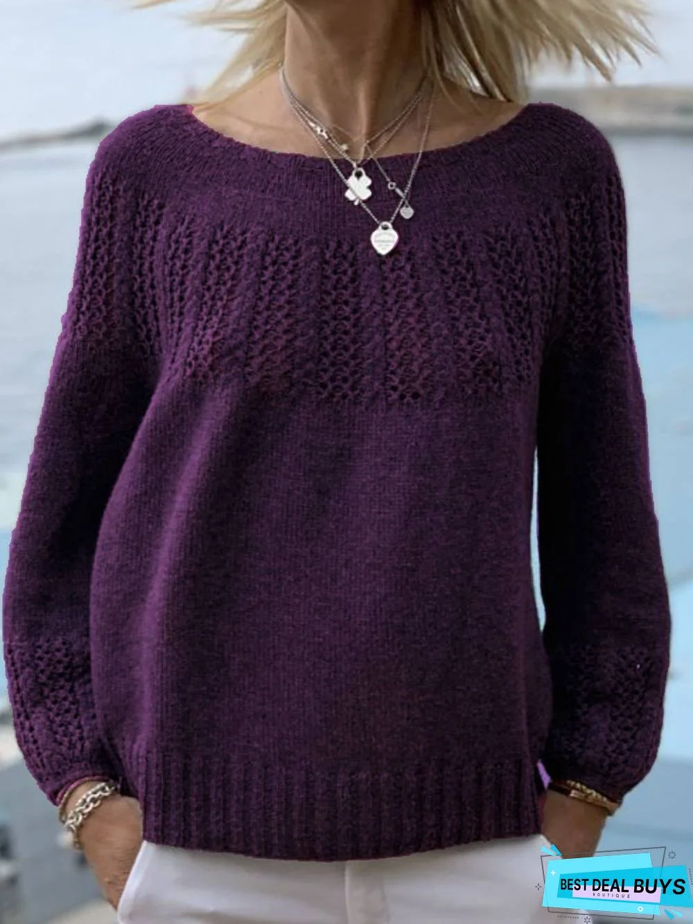 Dark Grey Knitted Casual Outerwear