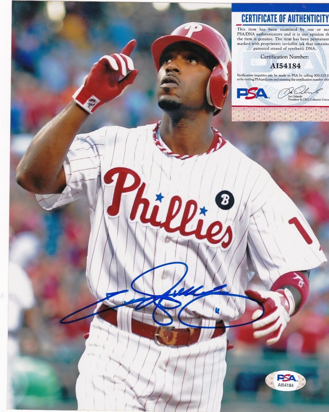 JIMMY ROLLINS PHILADELPHIA PHILLIES PSA AUTHENTICATED ACTION SIGNED 8x10