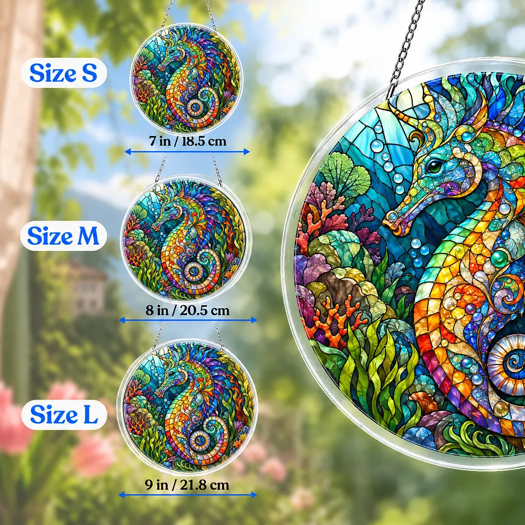 Rainbow Seahorse Reef Stained Glass Suncatcher Puzzle