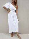 Simple Empire One-Shoulder Midi Dress