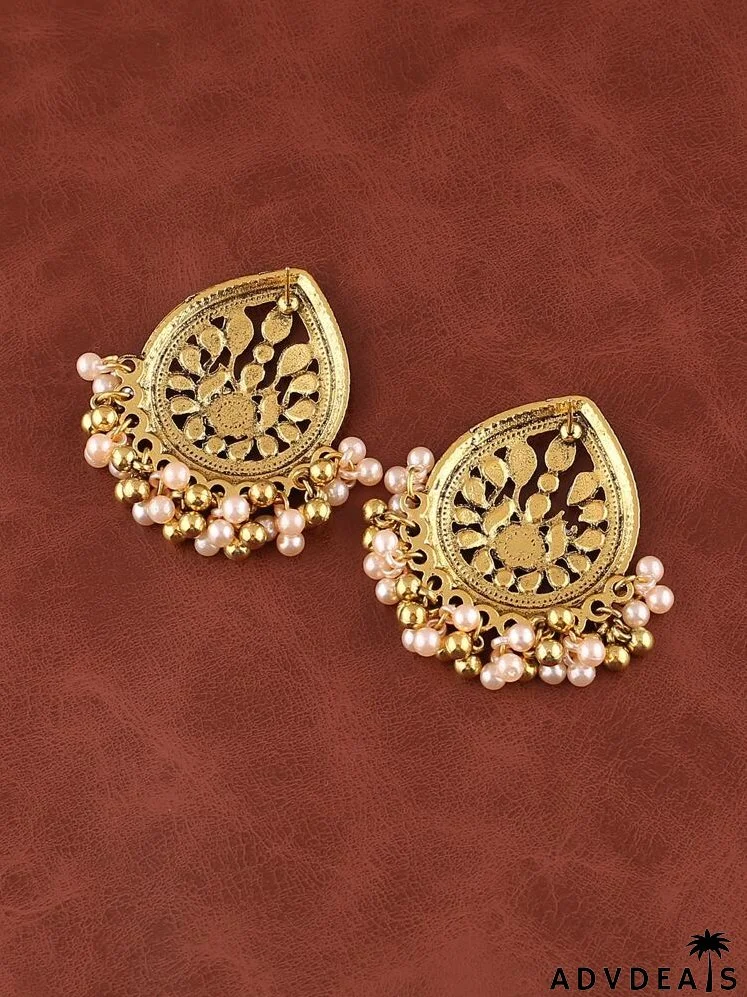 Faux Pearl Decor Water-drop Design Earrings