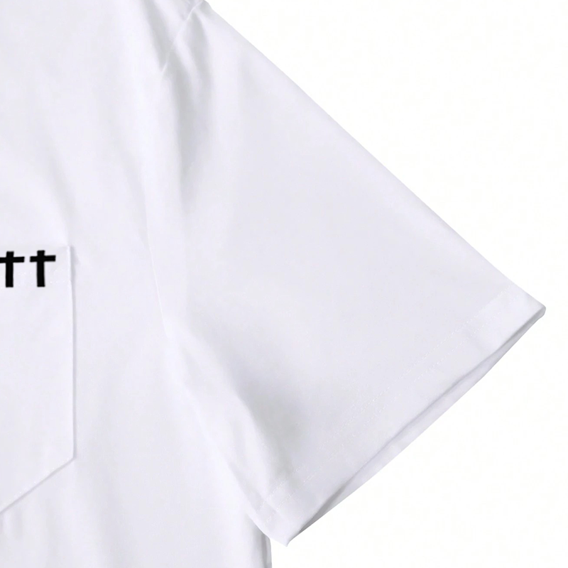Men's Casual Henley V Neck T-Shirt With Chest Pocket White