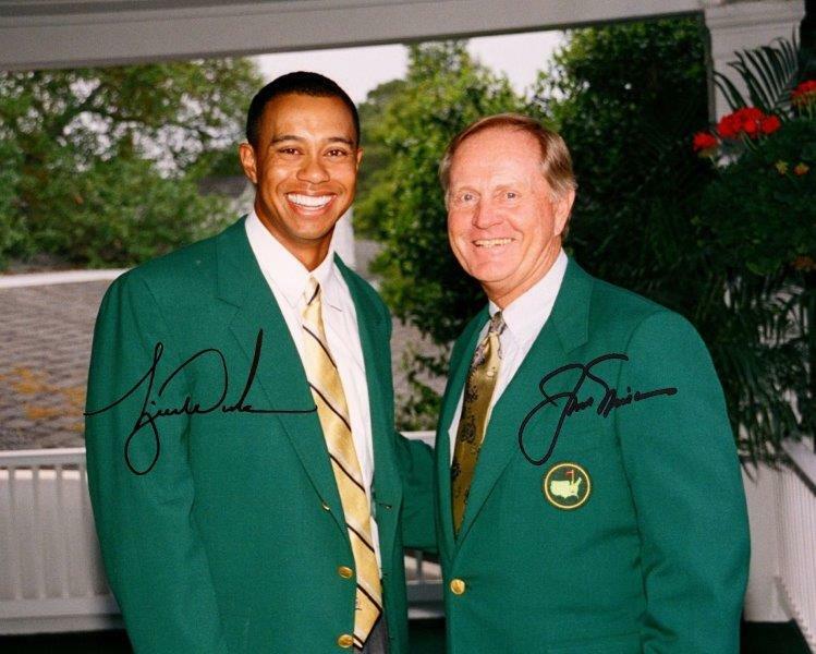 REPRINT - TIGER WOODS - JACK NICKLAUS Masters Signed 8x10 Photo Poster painting Poster Man Cave