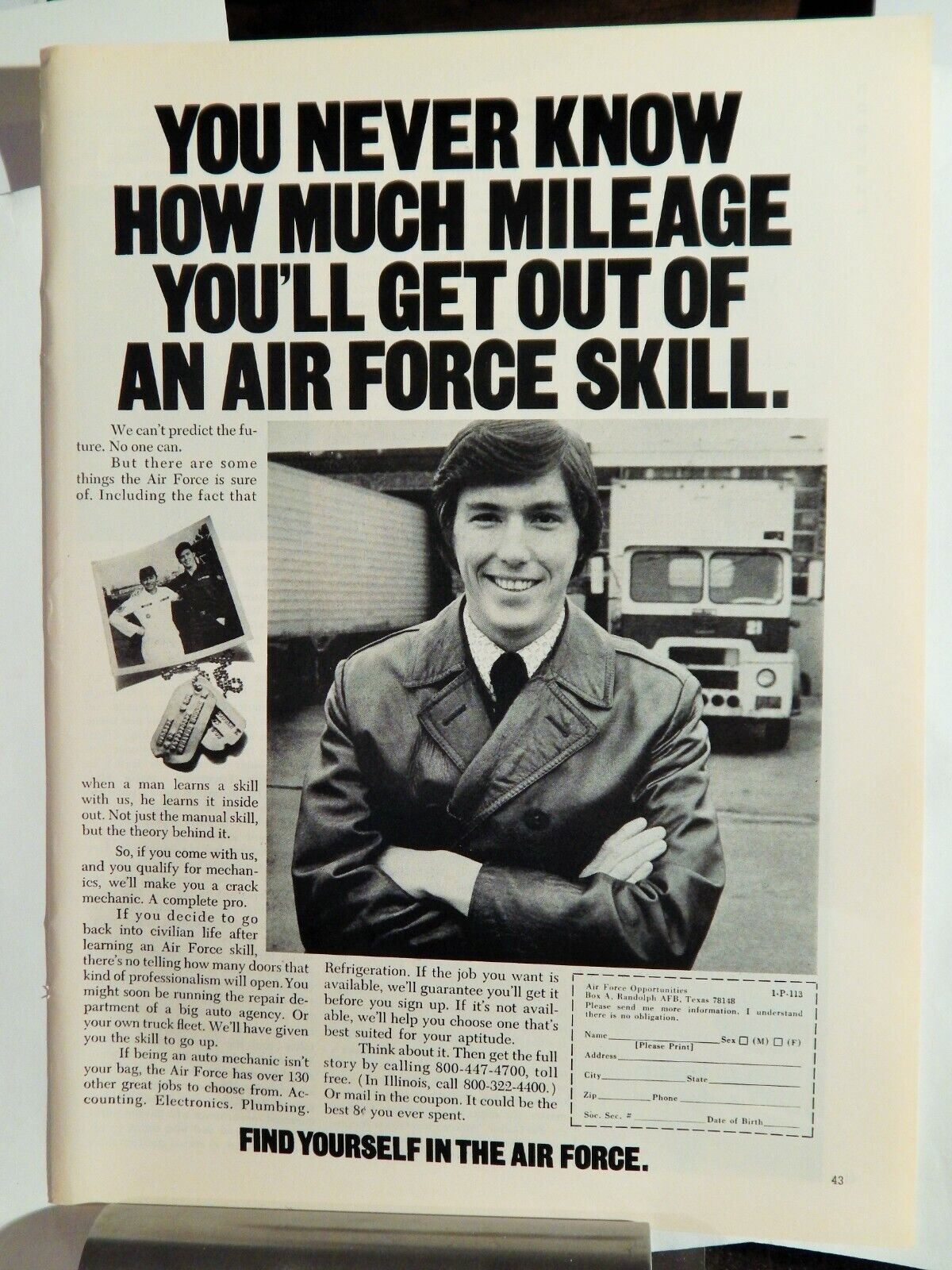 AIR FORCE RECRUITMENT VTG 1973 Photo Poster painting AD,SOUGHT EPHEMERA