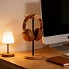 Headphone Stand with Solid Wooden Base Desktop Gaming Earphone Holder Anti-Slip for Organizing All Headphones Accessories