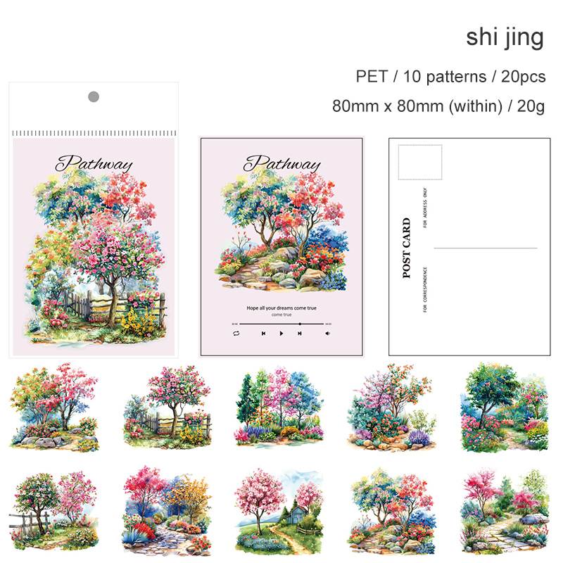 PET Sticker - Huajian Spring Series Vintage Forest Plant Flower Landscape 