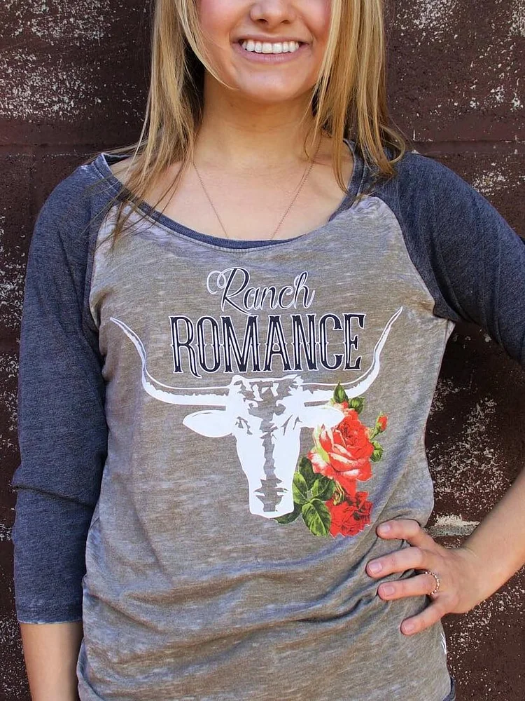 Classic Bull Head Print Long Sleeve T-shirt