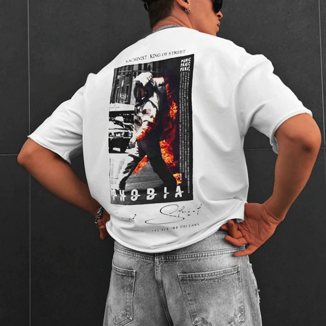 Men's Oversized Astronaut Print T-Shirt、、URBENIE