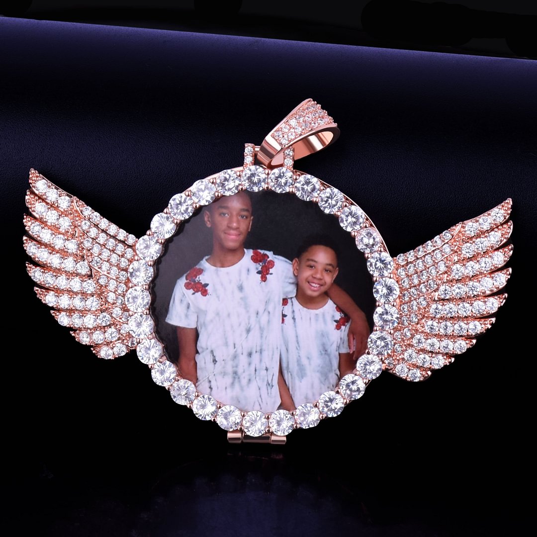 Custom Photo With Wings Pendant Necklace-VESSFUL