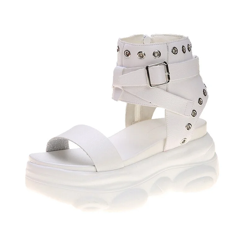 7.5cm/2.9 inch Height Women's Sandals Fashion Rock Style Shoes Woman Summer Outdoor Sandal Cool Shoes Ankle Buckle