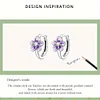 Purple Flower Hoop Earrings 925 Sterling Silver 