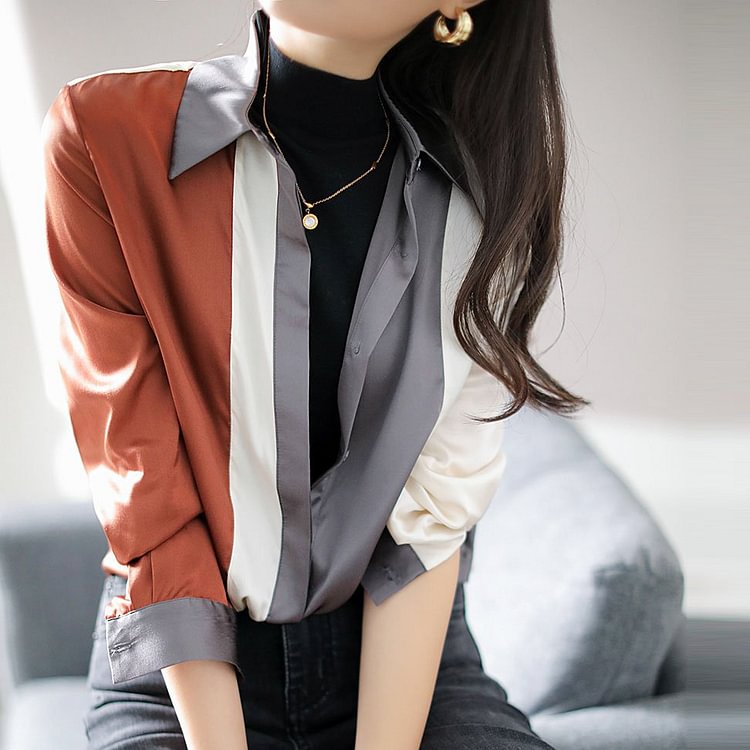 As Picture Stripes Color-Block Shift Vintage Shirts & Tops