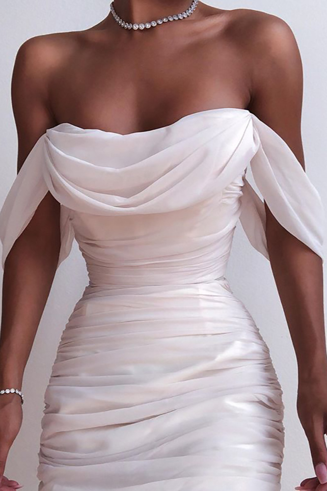 OfftheShoulder White Midi Mermaid Prom Dress Online