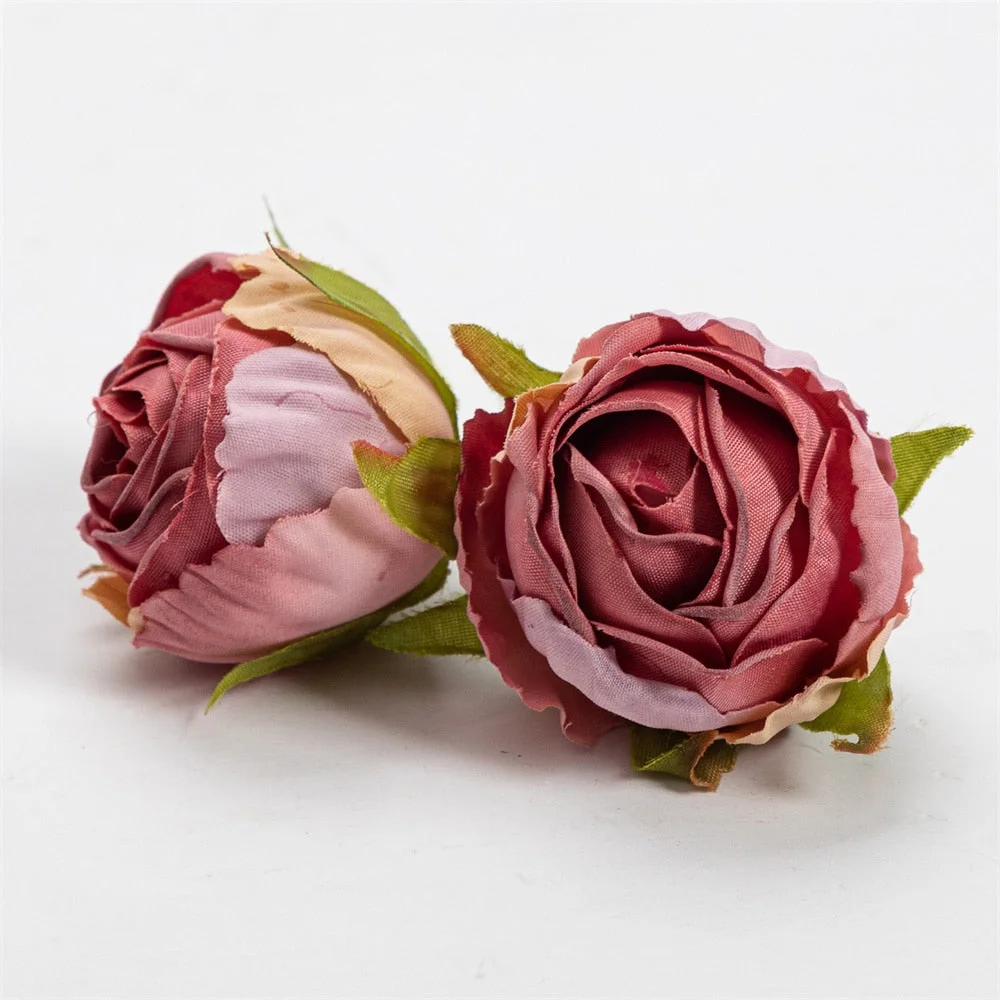 Nanairo 10pcs 3.5cm Artificial Silk Rose Flower Head Home Wedding Party Decora Christmas Craft Accessories Fake Flowers