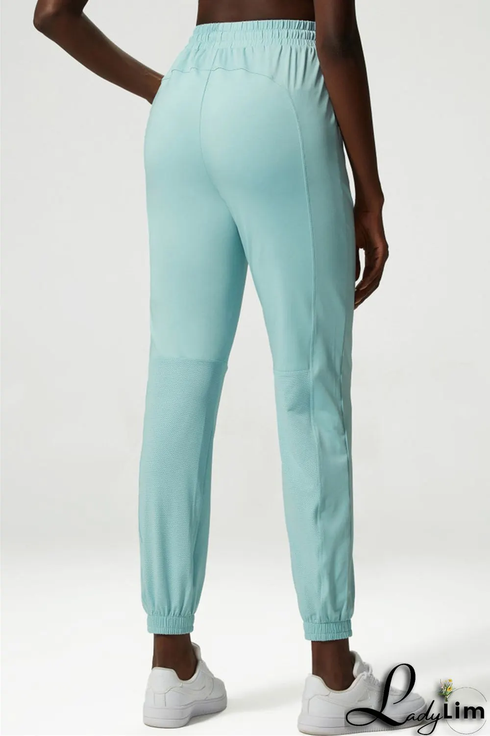 Apricot Casual Sportswear Solid Patchwork Regular High Waist Trousers
