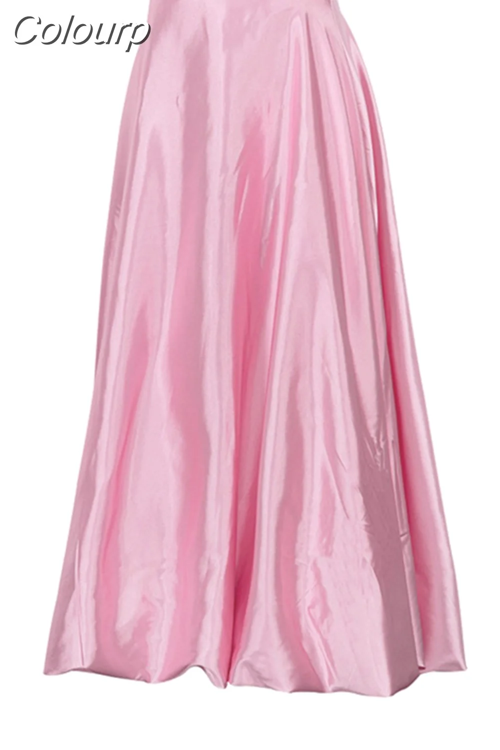 Colourp Spring Summer Women Satin High Waist A-line Drape Skirt Fashion Elegant Solid Color Zipper Simple French Tutu Skirts