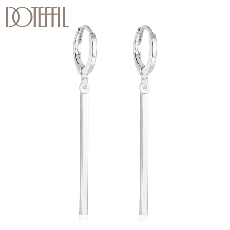 DOTEFFIL 925 Sterling Silver Geometric Drop Earrings For Women Jewelry