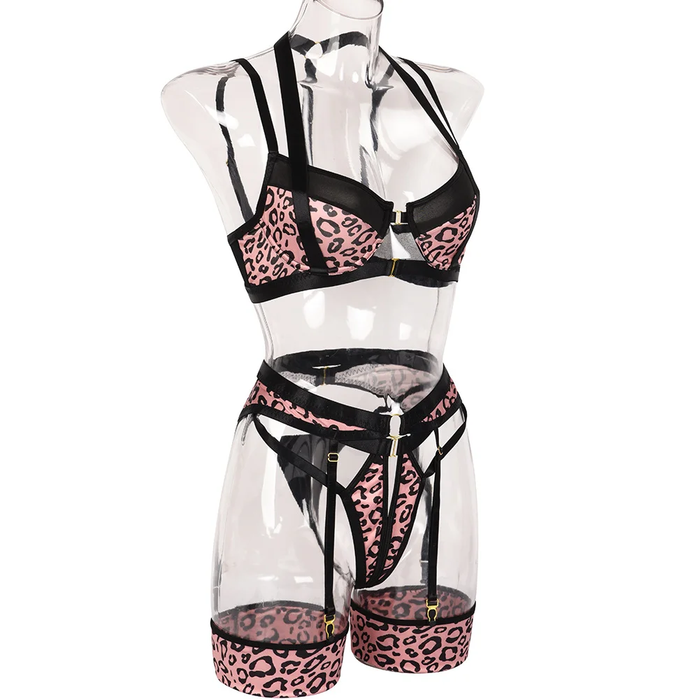 Billionm New Leopard Lingerie Women Sexy Hollowing Out Underwear Patchwork Sex Costumes Erotic Clothing Open Crotch Lengerie Bra Panty