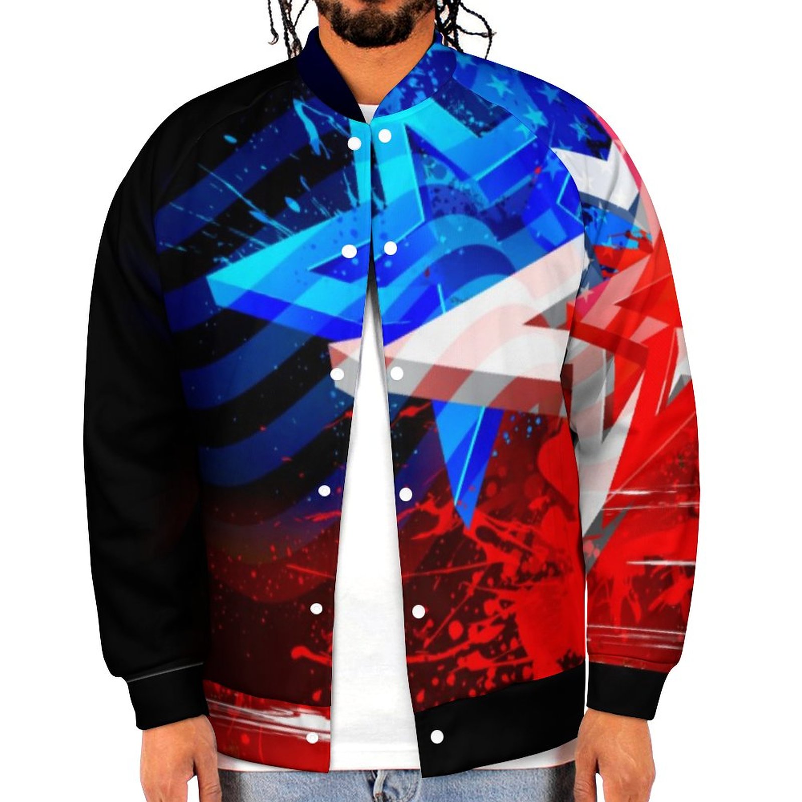 Patriotic Fourth Of July Veterans Day Sweatshirt Jacket Mens Casual Lightweight Button Up Bomber Jacket Outwear 2XS-6XL