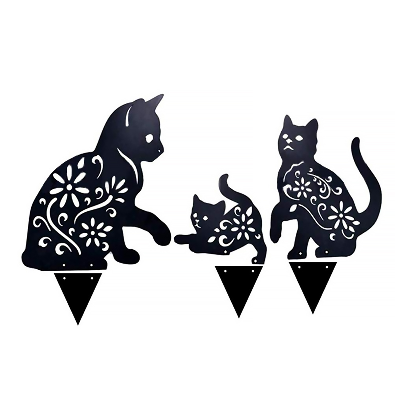 

Cat Silhouette Stakes, Metal Hollowed Cat Statues for Yard, Garden, 3 Pack, 501 Original