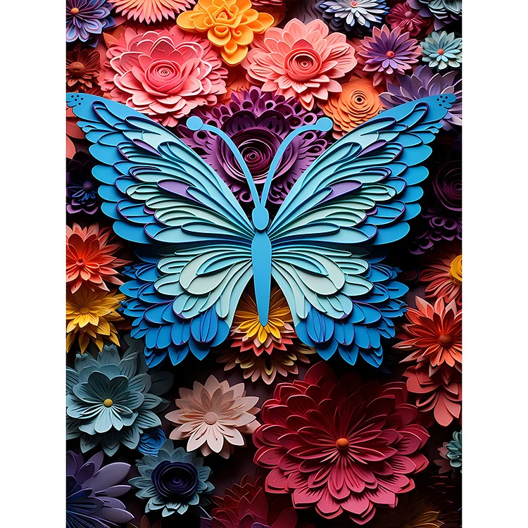 Paper Art Butterfly 30*40CM (Canvas) Full Round Drill Diamond Painting gbfke