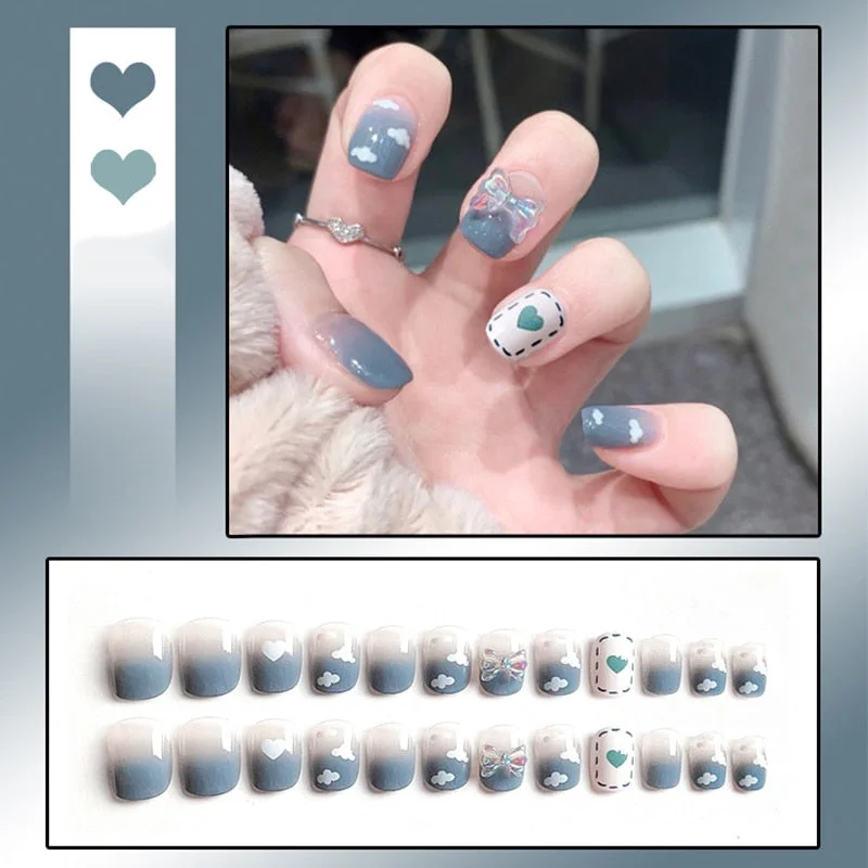 24pcs press on nails Butterfly Decoration Wear Long Paragraph Fashion Manicure Patch False Nails Save Time Wearable Jelly Nails-Nail Inspo