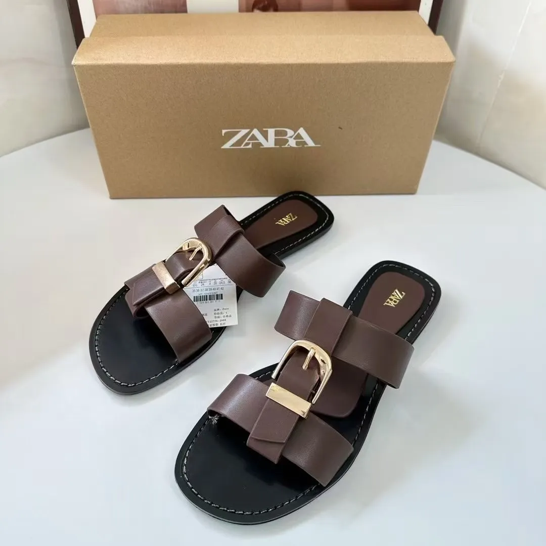 Breakj Breakj New Beach Flat Shoes Comfortable Fashion Large Size Square Buckle Spring Comfortable