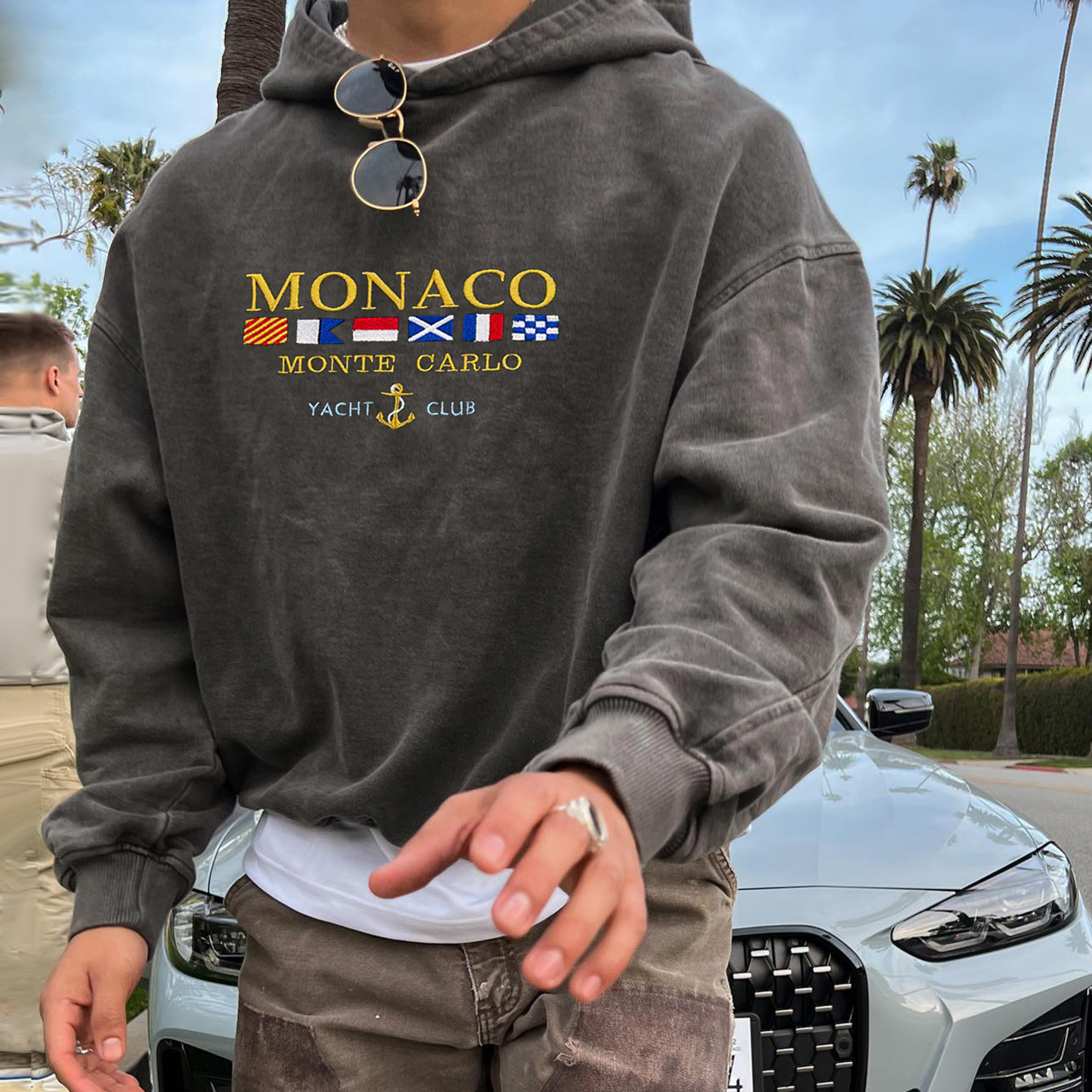 Vintage Unisex Monaco Monte Carlo Yacht Club Hoodie / [blueesa] /