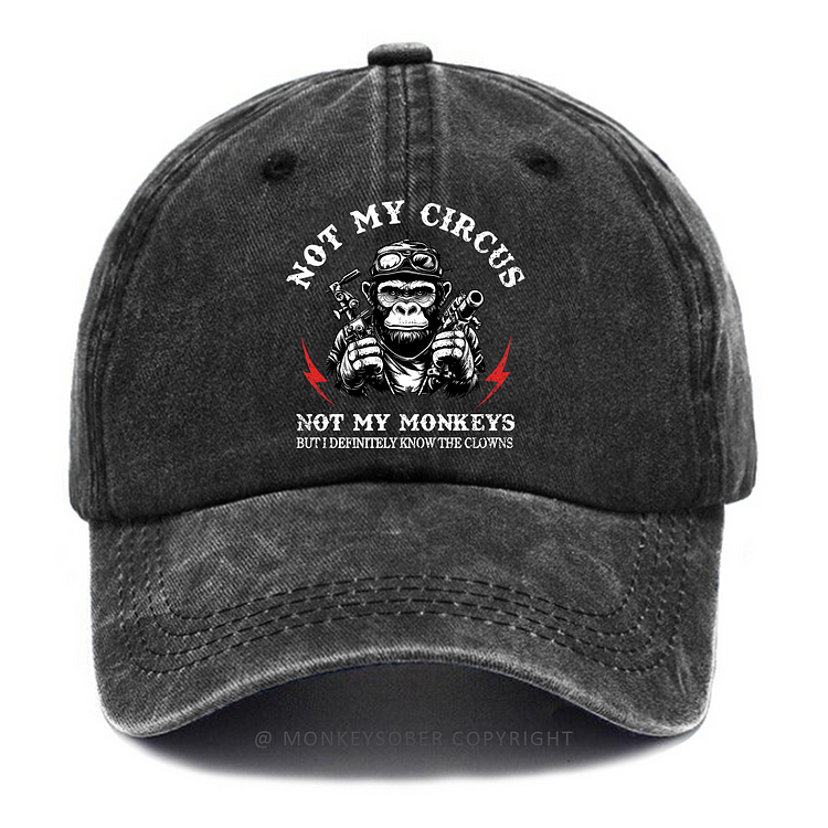 Personalized "Not My Circus Not My Monkeys But I Definitely Know The Clowns" Custom Washed Baseball Caps