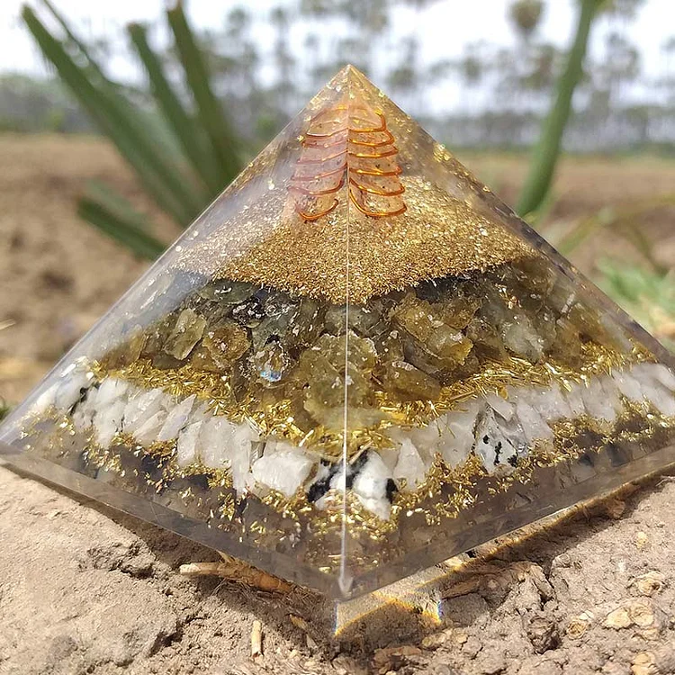 Moonstone With Citrine Healing Orgone Pyramid