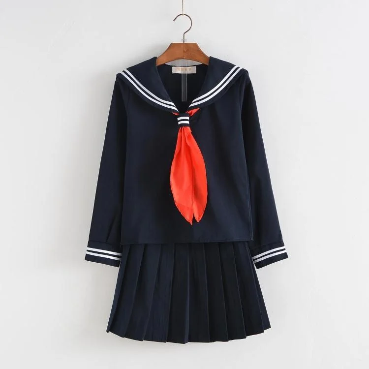 Uveng Performance Suit Mariner Suit Female Long-Sleeved College Class Uniform 100-Fold Skirt Soft Sister Suit Two Sets Of JK Uniform