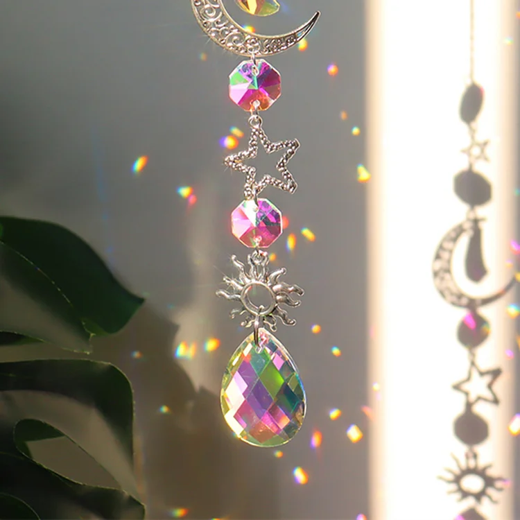 Crystal Wind Chime Prism Catchers Ornament Curtain Home Garden Pendant (B)