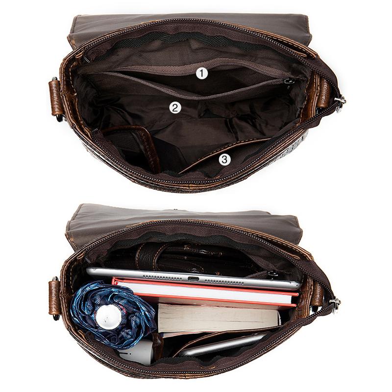 Foldover Top Detachable Sling Strap Crocodile Textured Genuine Leather Messenger Bag