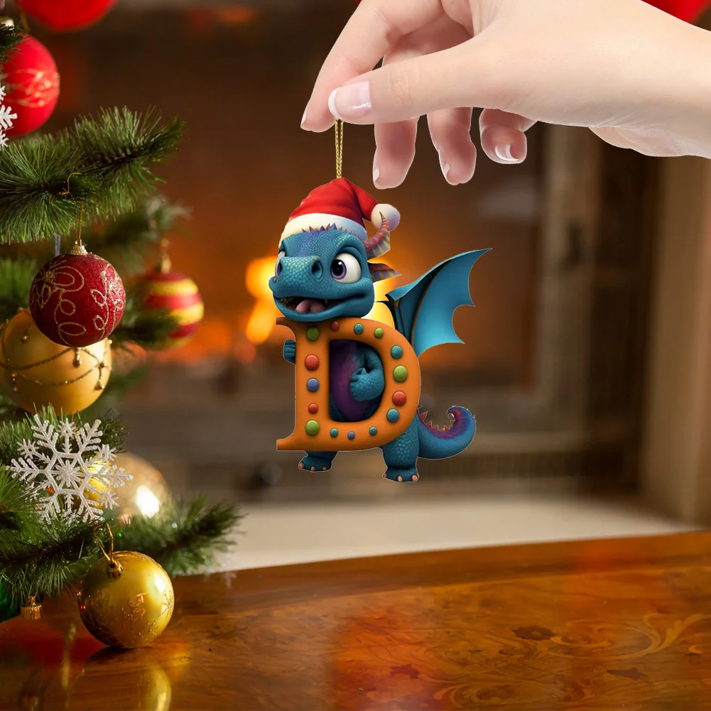 Christmas Cute Dragon Pendants Acrylic Letter Shaped Exquisite for Xmas Tree Car