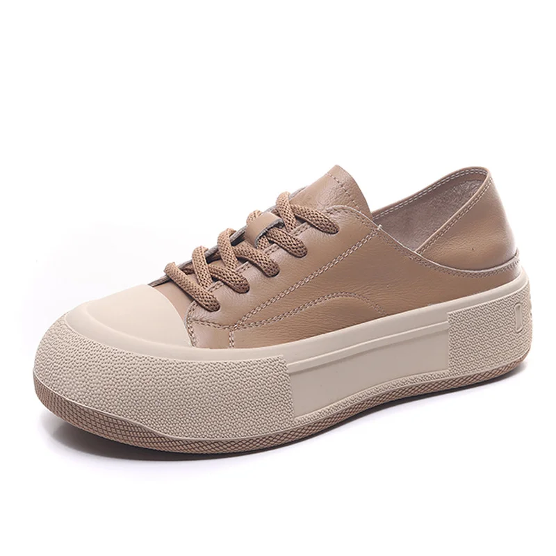 Yyvonne Layer Of Cowhide Shoes Women's Spring And Autumn Casual Women's Shoes Commuting Small White Shoes Korean Leather Single Shoes Korean Version Of The Trendy Shoes