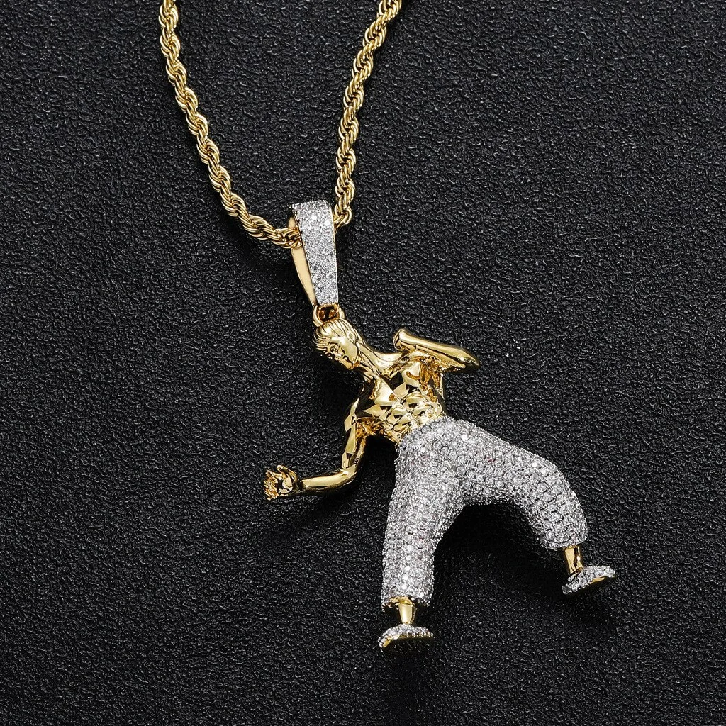 Iced Out Kung Fu Pendant Necklace Hip Hop Jewelry-VESSFUL