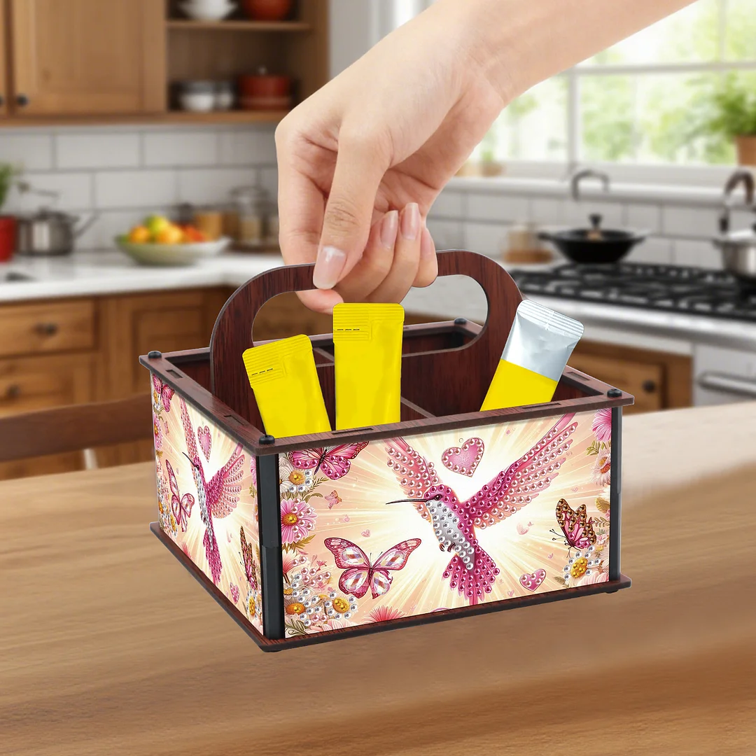 DIY Hummingbird Wooden Diamond Painting Handheld Storage Box Kit Tabletop Decor