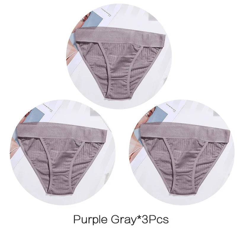 FINETOO 3Pcs/set Panties Women Cotton Underwear Female Sexy Lingerie Ladies Casual Brief Women Striped Underpants Intimates M-XL