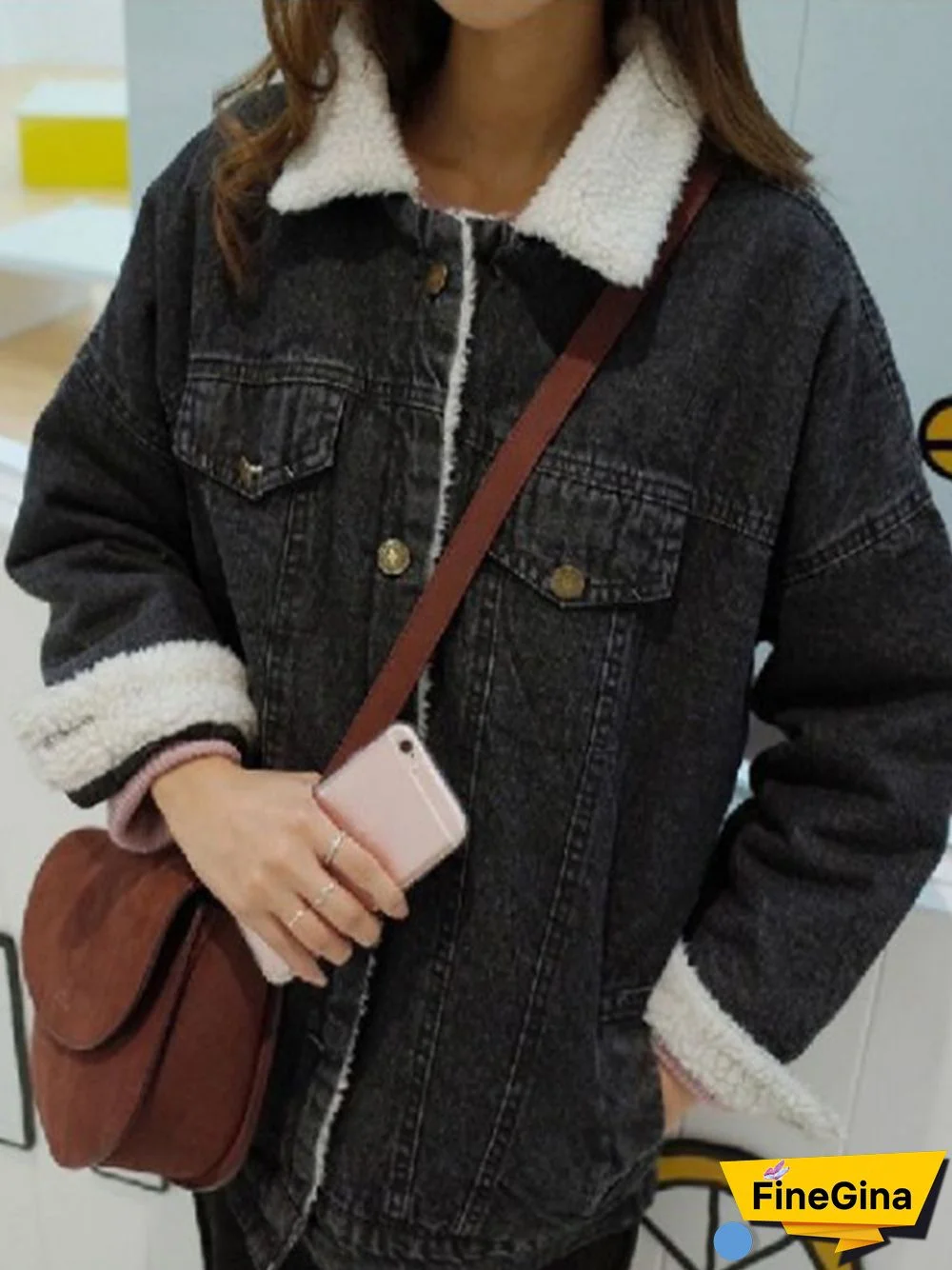 Autumn And Winter Thick Lamb Wool Denim Jacket