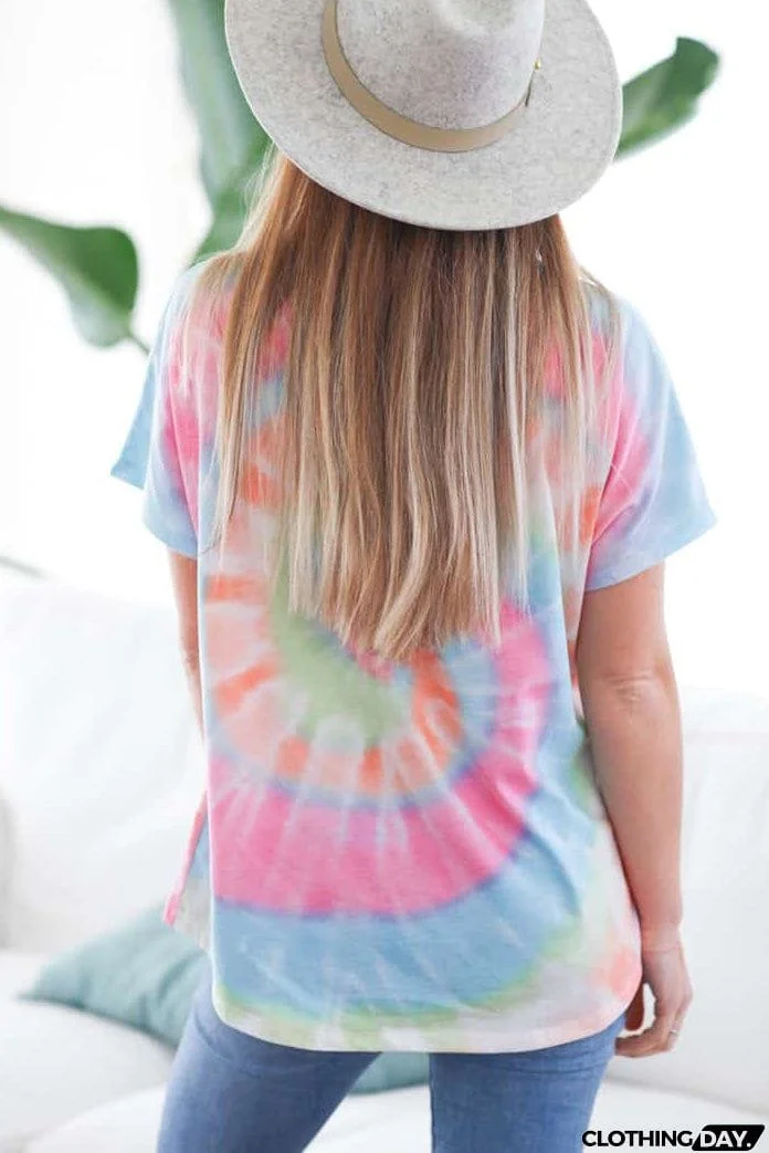 Tie-dye Short Sleeve V Neck T-Shirt