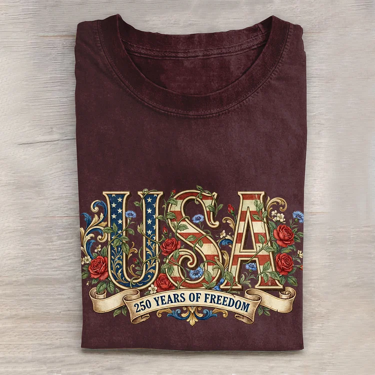 250th Anniversary Of The United States Printed Crew Neck Short Sleeve T-Shirt socialshop