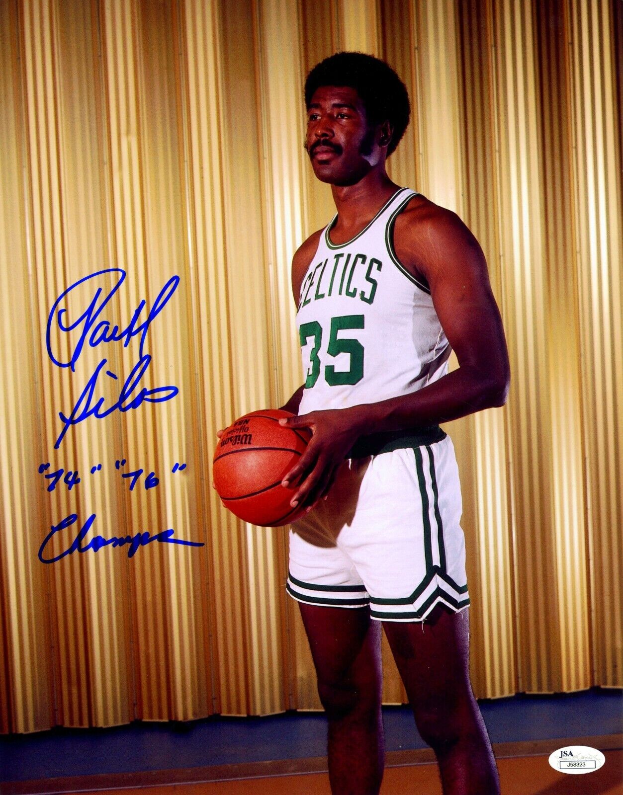 Paul Silas Signed 11x14 Photo Poster painting JSA COA Celtics Inscription 74/76 Champs Auto 1/1