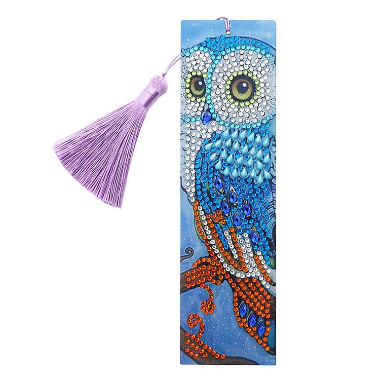 DIY Special Shape Diamond Painting Leather Owl Bookmark with Tassel Crafts gbfke