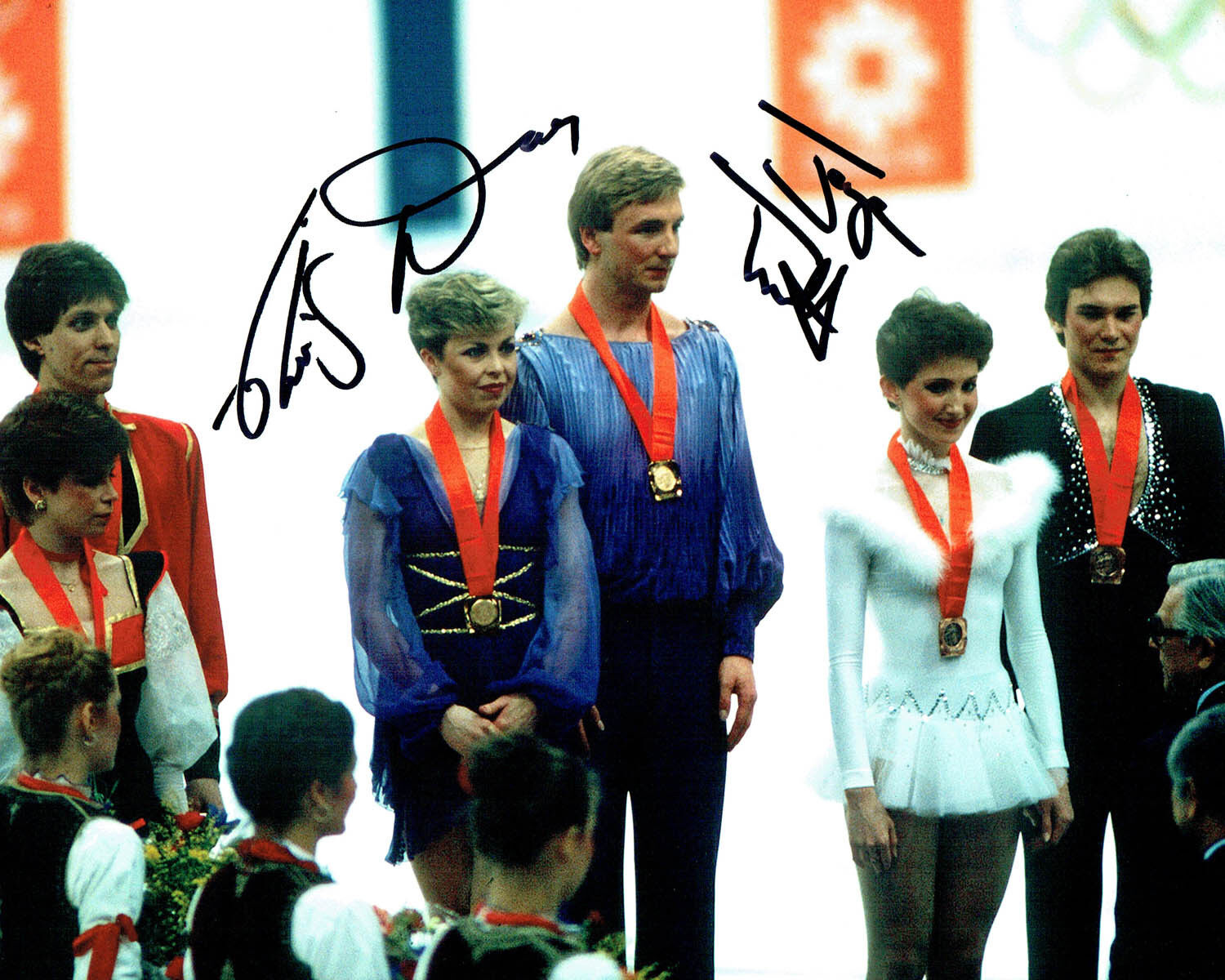 Jayne TORVILL & Christopher DEAN SIGNED Autograph 10x8 Photo Poster painting 2 AFTAL COA Skaters