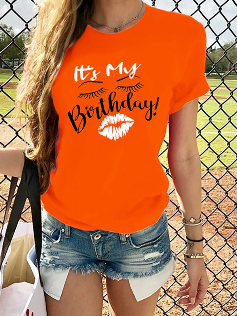 Round Neck Letters Printed T-shirt