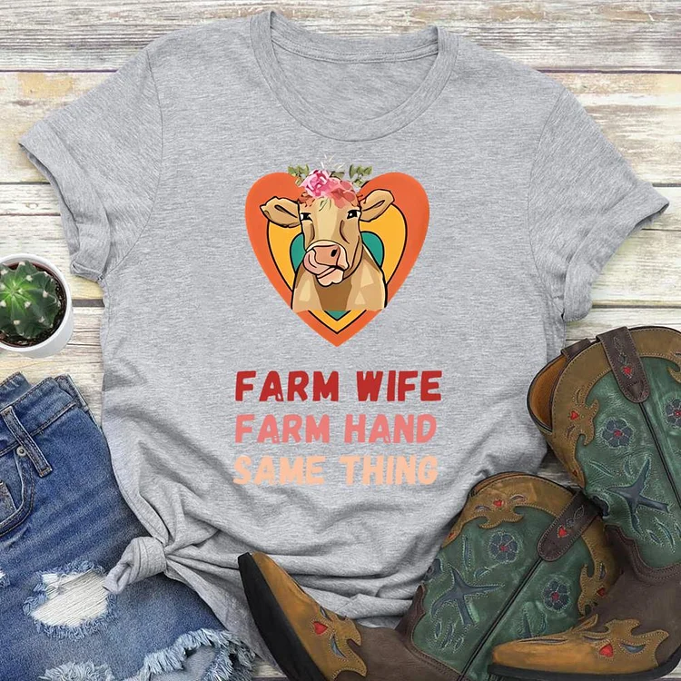 Farm Wife Round Neck T-shirt-0024989