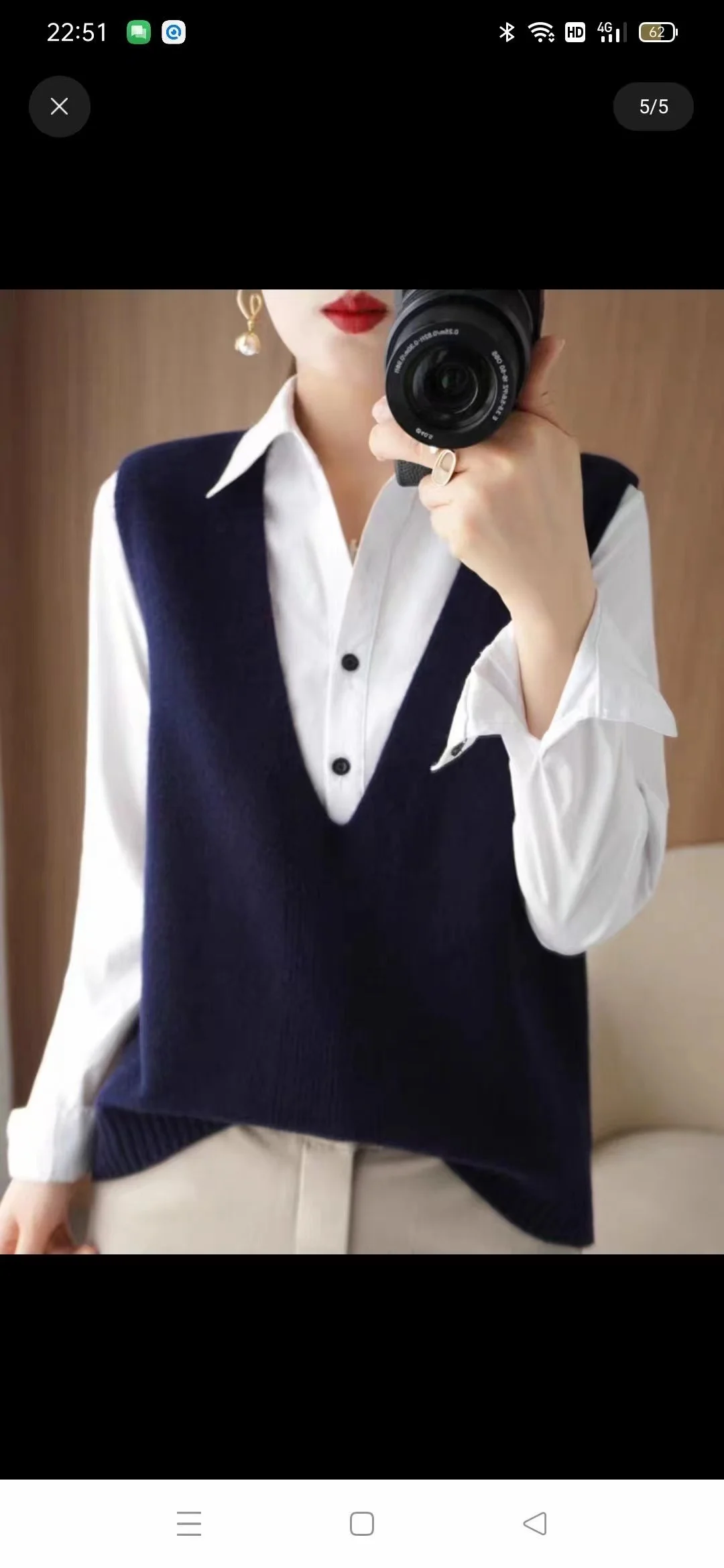 Ueong French Style V-Neckline Knitted Vest For Women's Spring And Autumn Style Sleeveless Sweater Vest With Shoulder Clip