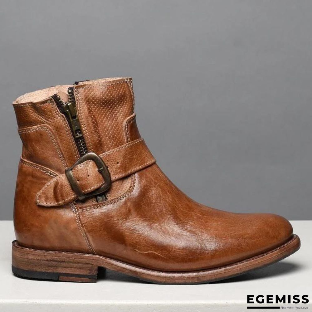 Fashion Zipper Low Heel Martin Boots | EGEMISS